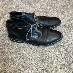 Steve Madden Harken Black Leather Chukka Boots Gray Contrast Stitch Size 9‎ EUC